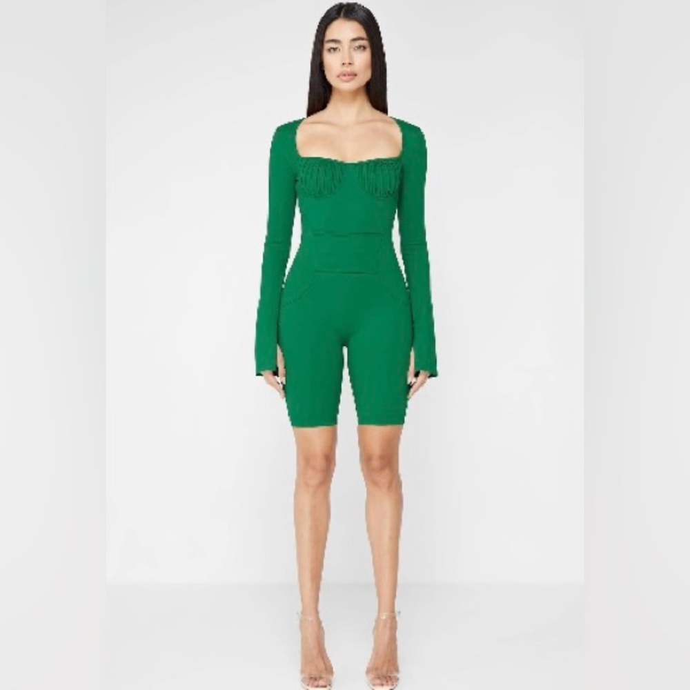 Green Long Sleeve Romper
